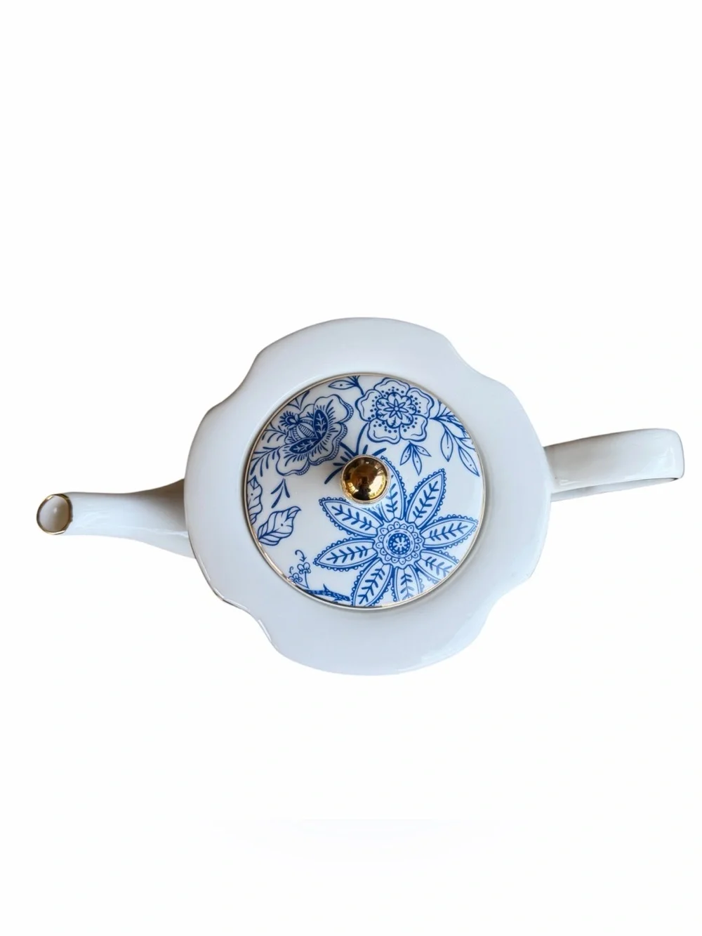 Grace Teaware Blue White Floral Teapot Porcelain Chinoiserie Grandmillennial